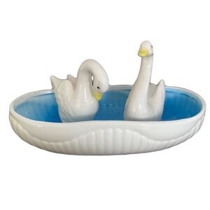 Vintage Trinket Dish With Two Swans
